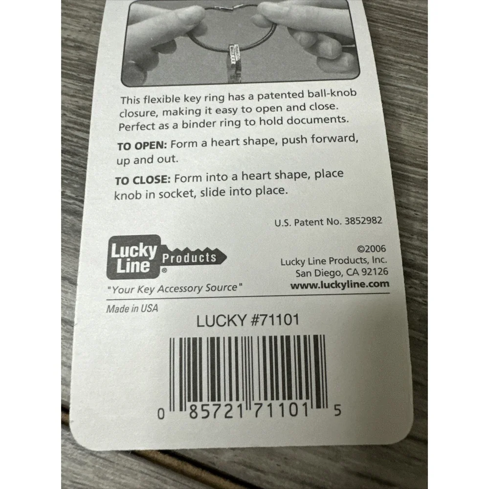 Lucky Line Flex-o-Loc Key Ring Unisex OS Blue New Aircraft Cable 71101 USA